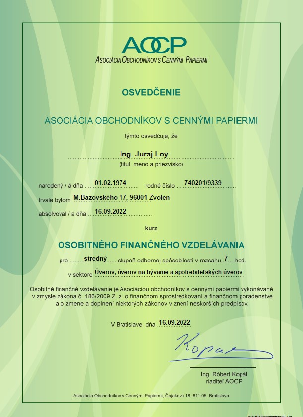 certifikát aocp